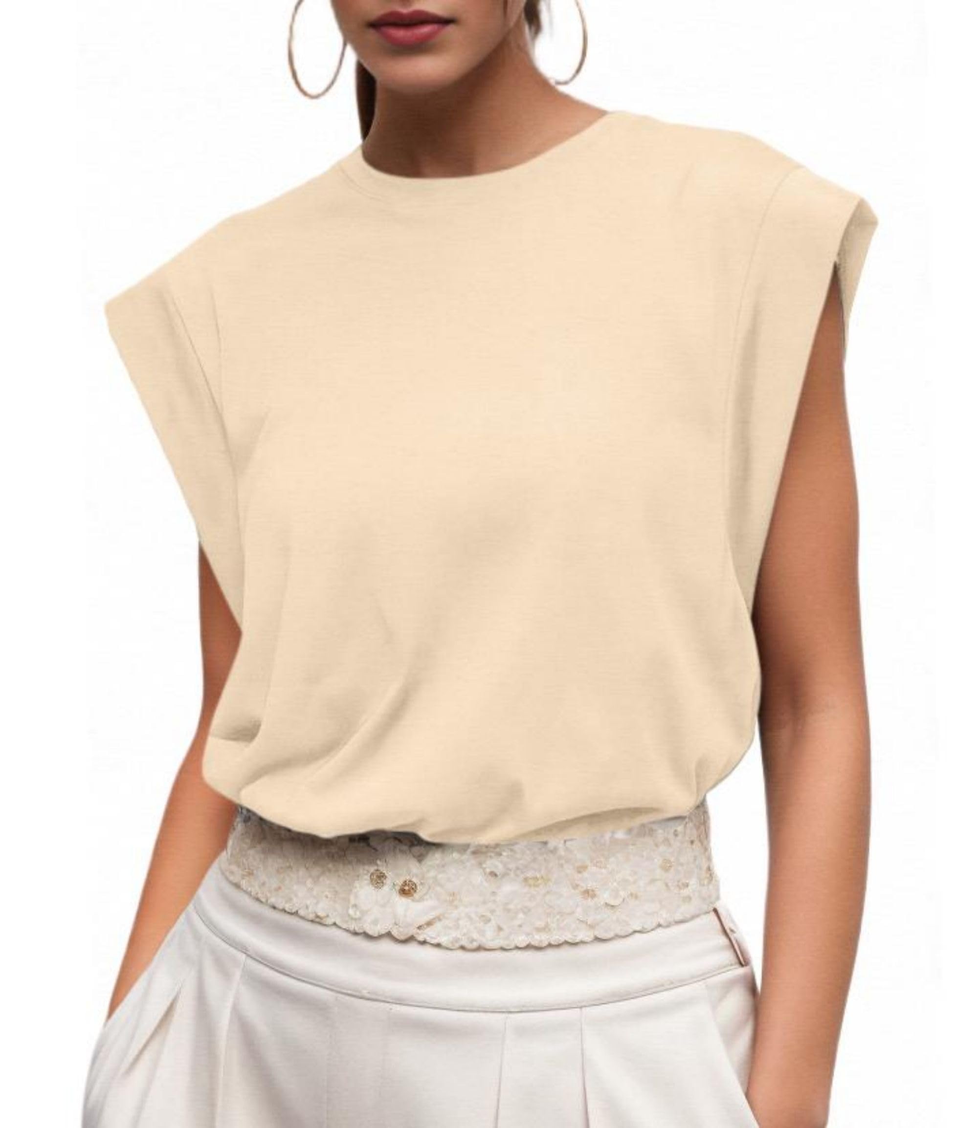 GRECERELLE Womens Cotton T Shirts Cap Sleeves Loose Fit Basic Ladies Tops for Casual Comfort Soft Crew Neck Summer Tees — view 14
