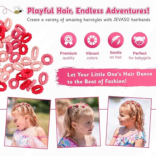 Miniatura 30 de Pack of 100 Pcs Multicolor Elastic Hair Bands for Baby Girl’s Thick Hair Elastic Ponytail Holders Non-Slip and Stretchy Hair Ties Small Seamless