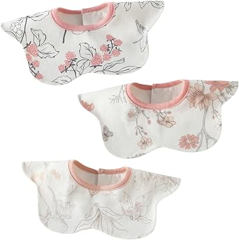 Waterproof Bib Baby Bib for Girls, Waterproof Baby Bib, Three-Layer Waterproof Bib, Baby Bib for Feeding, Baby Bib Apron, Baby Bib for Wiping Mouth, Newborn Cotton Bib, Soft Cotton Bib, Set of 3/5/6