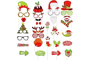 Amaxiu 32pcs/Set Christmas Party Photo Booth Props Kit: Holiday Cheer in a Box!