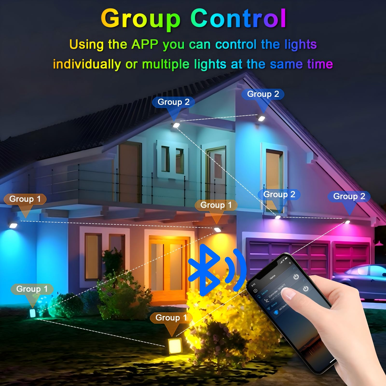 RGB LED Strahler, RGB Strahler mit 360° Fernbedienung und Bluetooth APP, Rgb-strahler Outdoor IP66 Wasserdicht rgb-Flutlicht Smart Partylicht für Bühne Feiern Garten Halloween(50W 2 Stück)