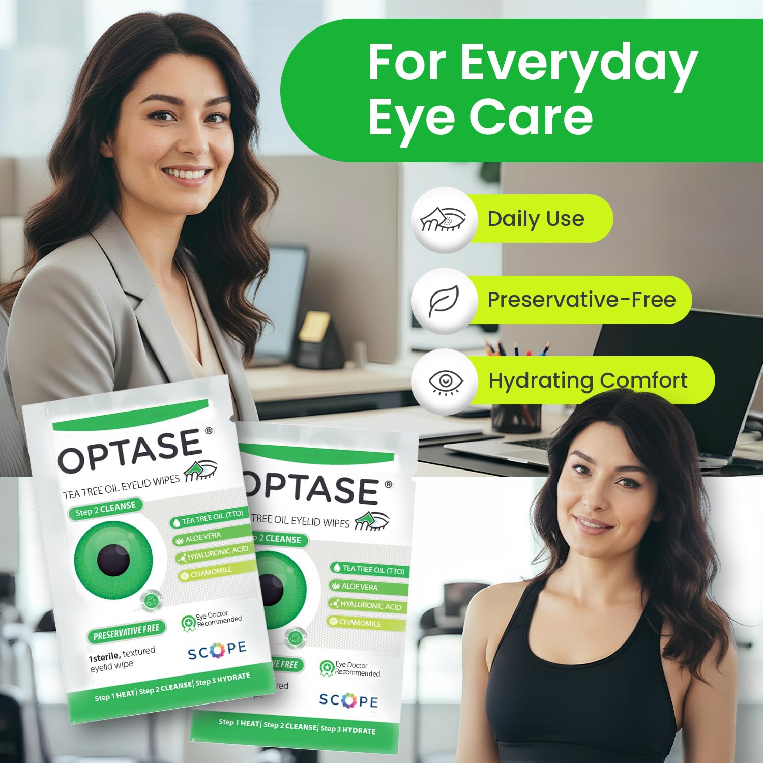 OPTASE TTO Eyelid Cleansing Wipes, 20 Count – Individually Wrapped Tea Tree Oil Eyelid Wipes – Preservative-Free Formula for Daily Use – Eye Doctor Recommended Tea Tree Eye Lid Cleanser - Image 4