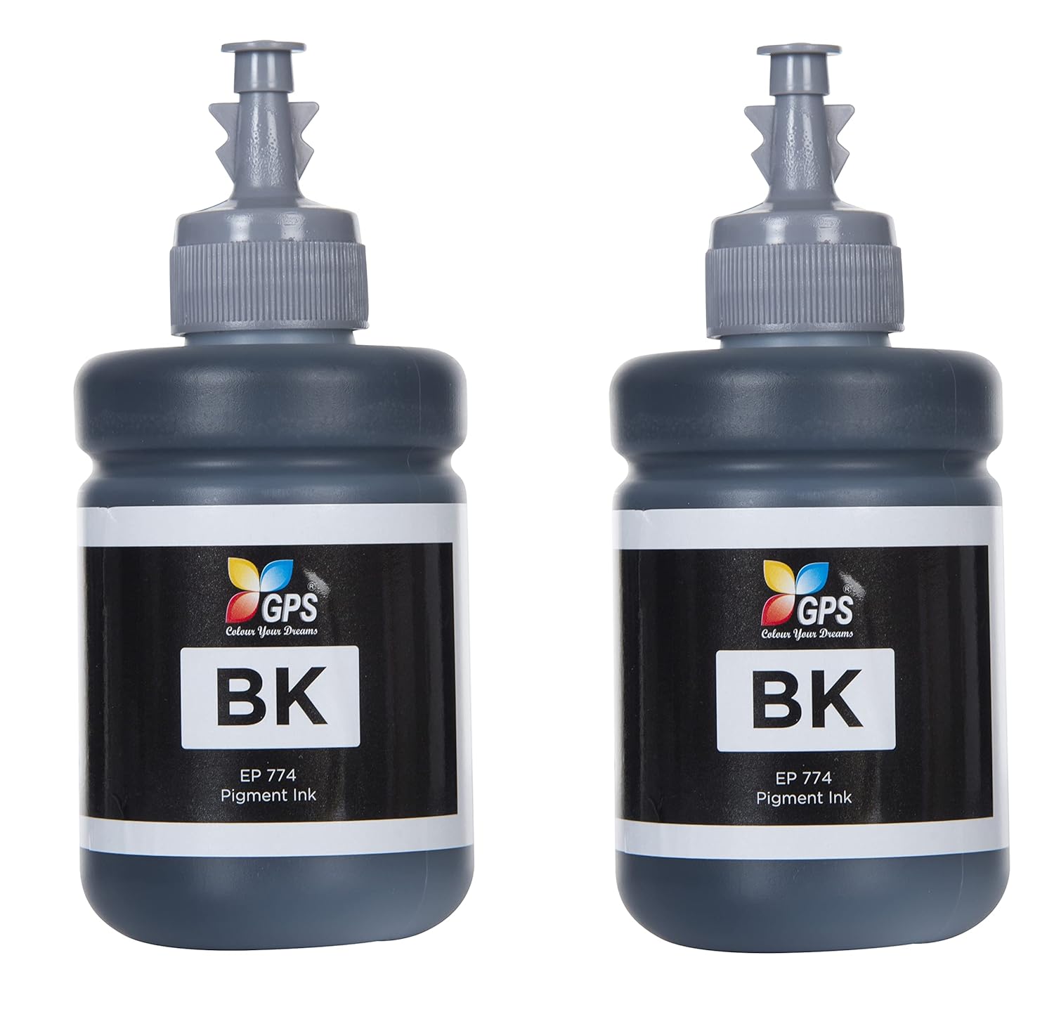 GPS Colour Your Dreams 774/7741 / T7741 Pigment Black Ink Refill Bottle Compatible for M100 / M105 / M200 / M205 / L605 / L655 / L1455 Printer -140ml Bottle (2pcs – 140ML)
