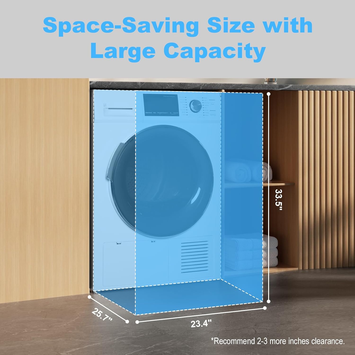 4.4 Cu.Ft Ventless Heat Pump Clothes Dryer, 24" Compact 120/240V Electric Front Load Drying Machine, Stackable for Small Spaces, Apartment, White