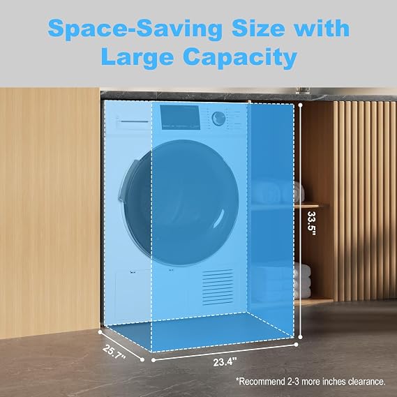 4.4 Cu.Ft Ventless Heat Pump Clothes Dryer, 24 Compact 120/240V Electric Front Load Drying Machine, Stackable for Small Spaces, Apartment, White