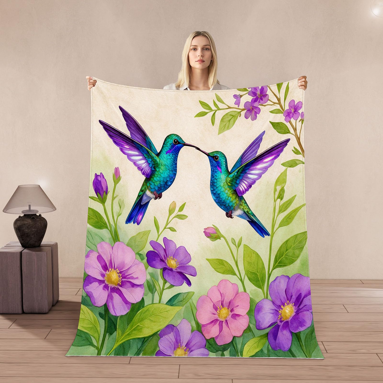 Couverture colibri anti-froid 180x220cm en microfibre flanelle pour remplacer les plaids rêches