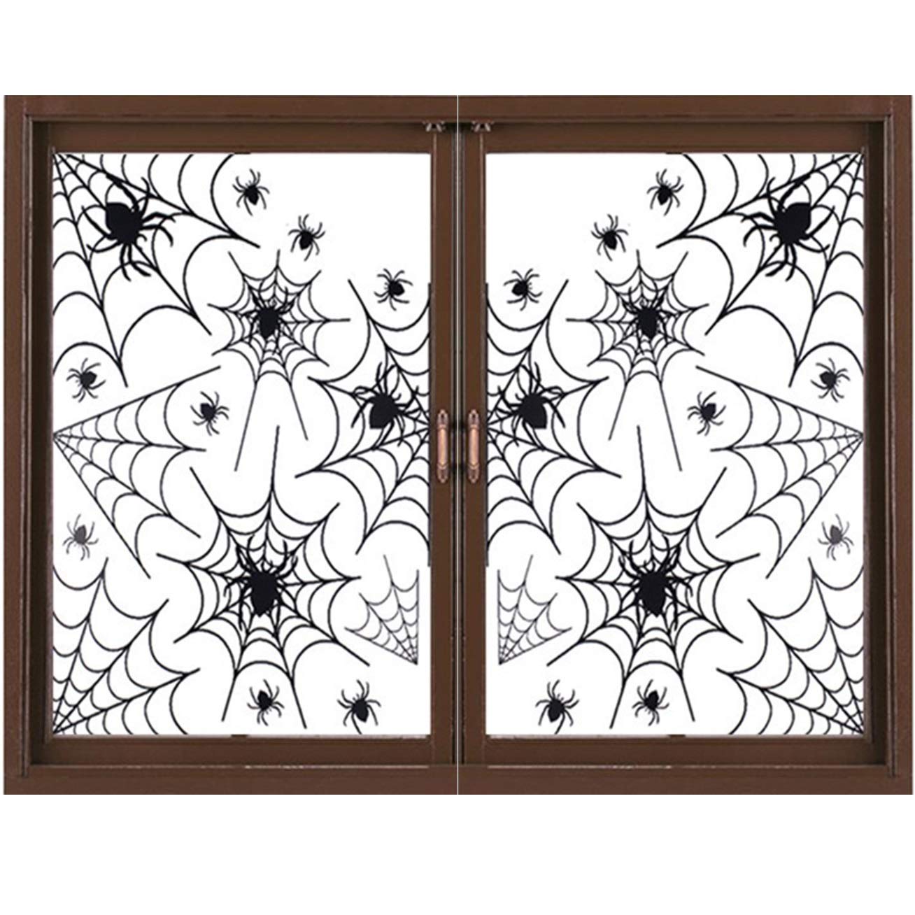 2 Sheet Halloween Spiders Webs Window Clings for Halloween Party Decorations Spider Wall Sticker Scary Webs Decal Car Vinyl Decor Haunted House Carnival Vampire and Batman Bedroom Living Room