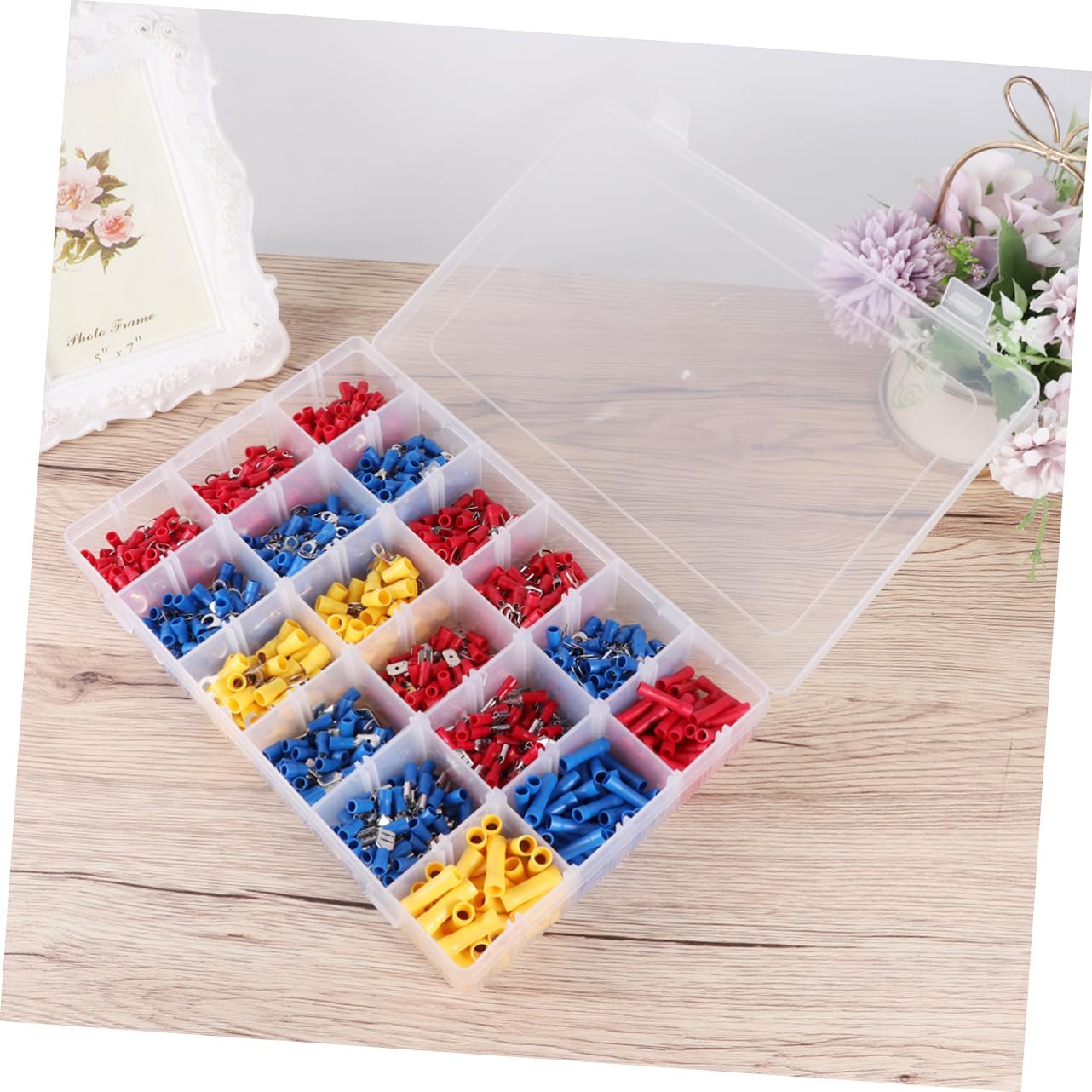 1300pcs PVC Connector Set for Heavy Duty Wire Battery Cable Closed End Tubular Ring Terminals for Automotive and Electrical Applications