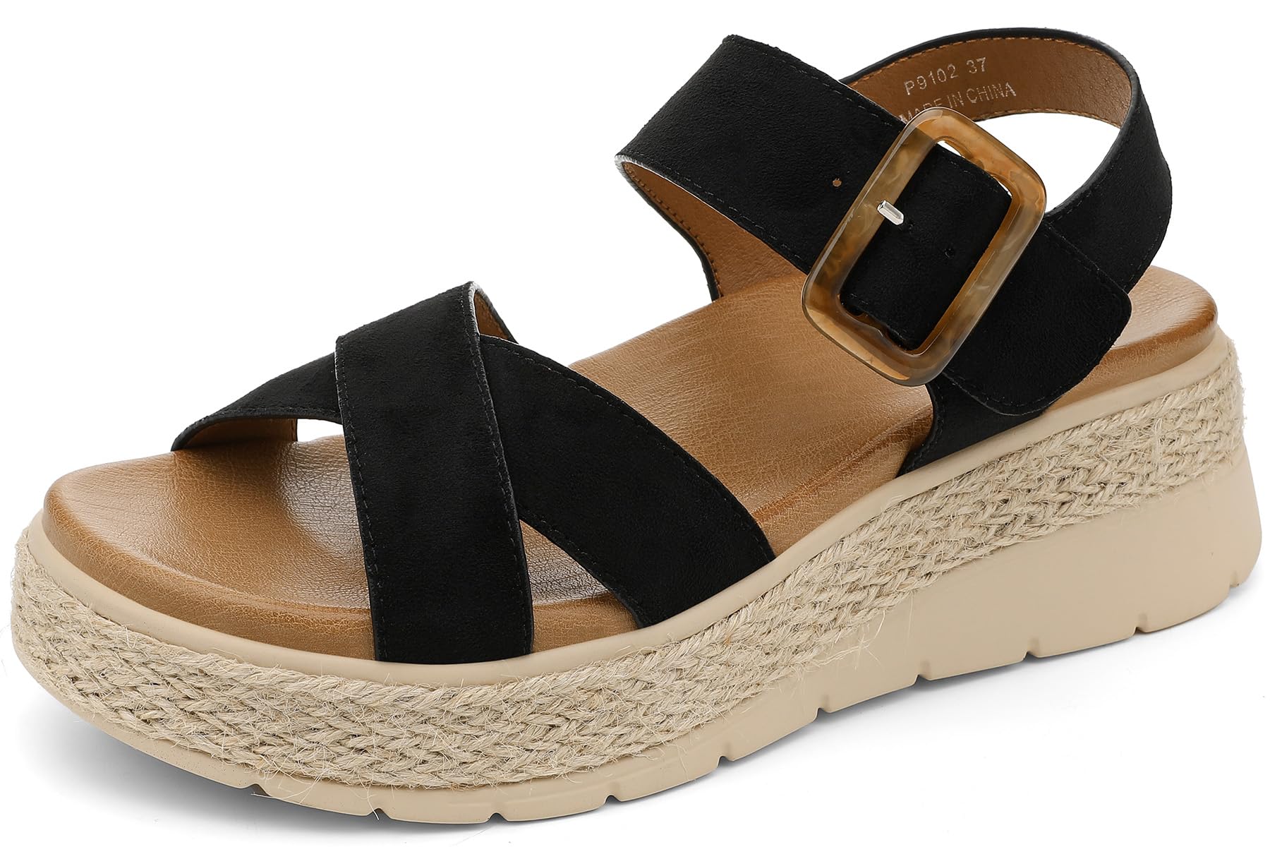 UBFEN Womens Espadrille Platform Sandals Low Wedge Heel