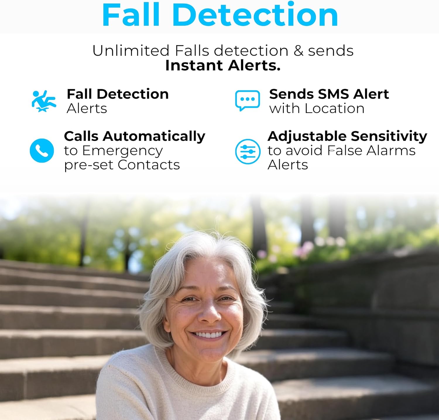 SecuLife SOS Wristband,Fall Detection, GPS Safety Bracelet for Seniors – SOS Button, Geo-Fencing, 2-Way Calling & Caregiver Tracking – Medical Alert Device, Simple & Reliable Alert System - Image 2