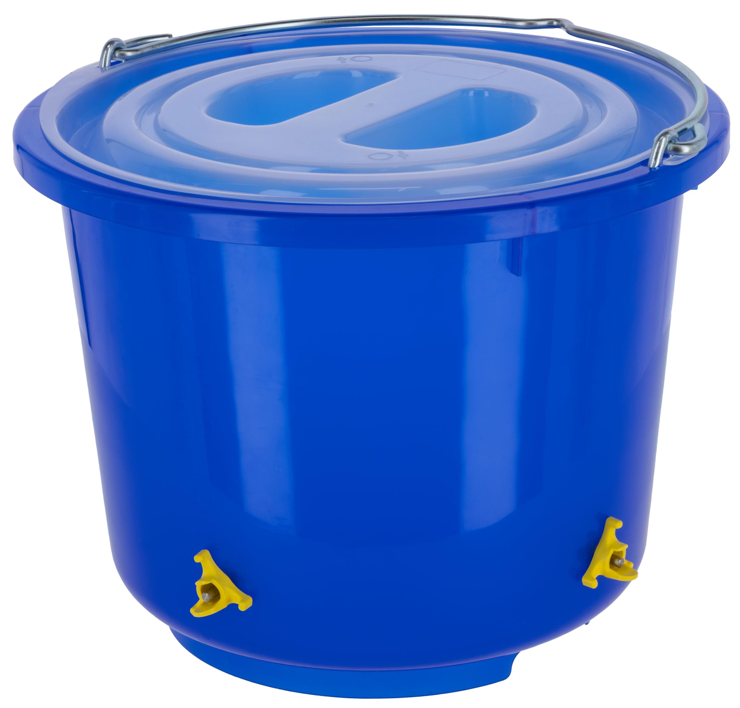 Kerbl Hobbyfarming Drinking Bucket, Poultry Drinker, Blue, 33 x 33 x 26.5 cm, 12 L, Plastic, with 4 Nipple Drinkers, Stainless Steel Handle, Plastic Lid