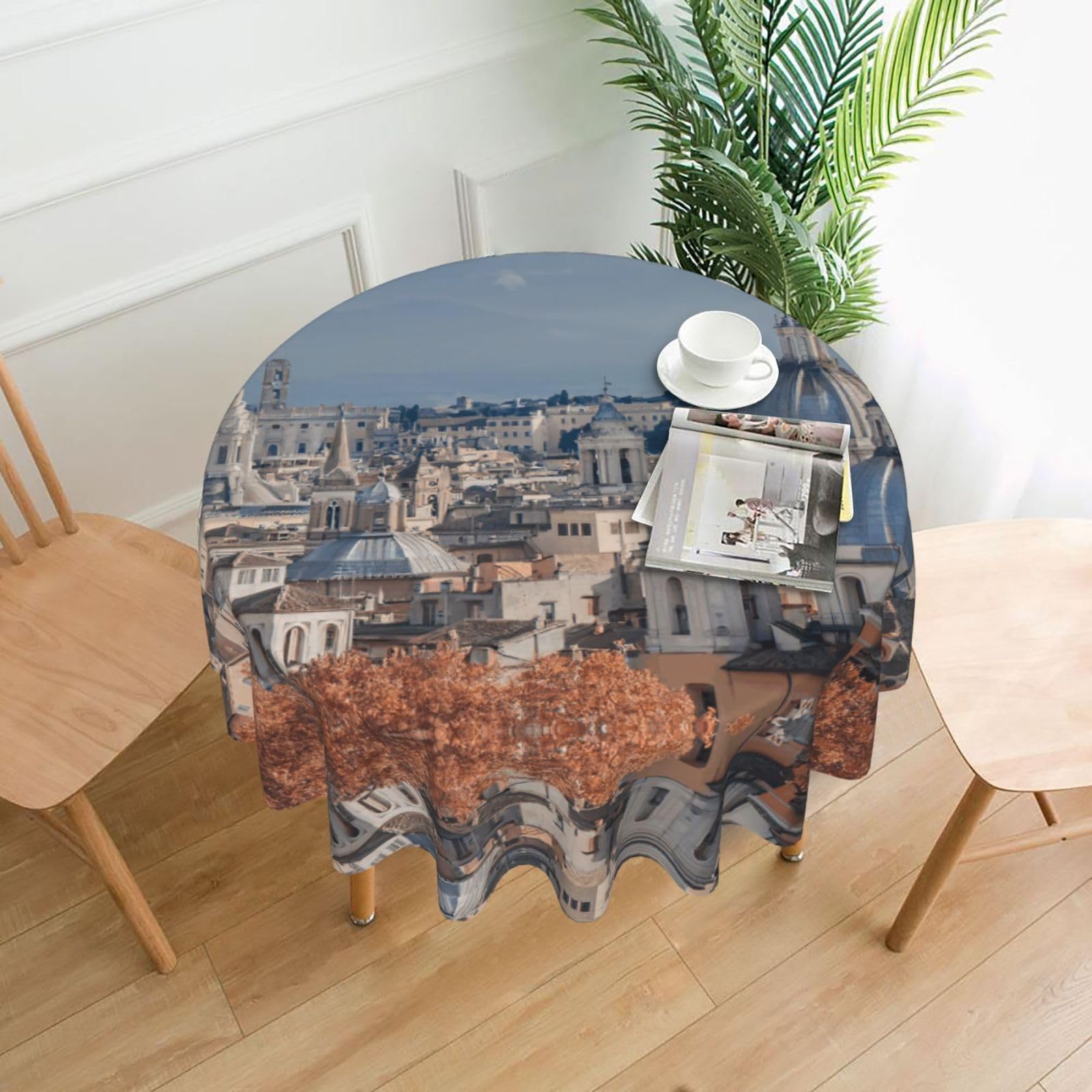 Zcmkjlg Park Print Quick Ship Round Tablecloth 60in Polyester Washable Cover for Dining Room