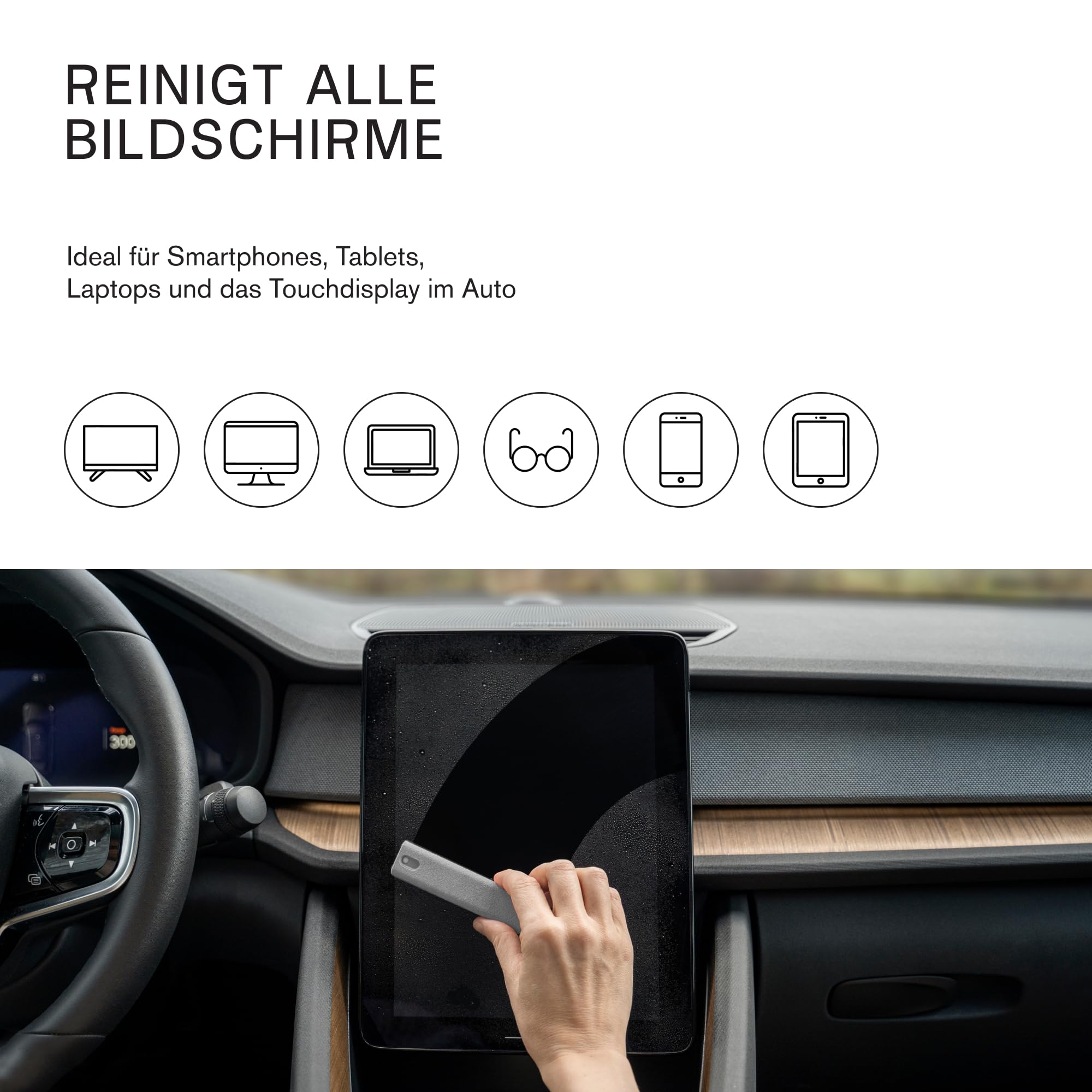 am Bildschirmreiniger Spray mit Mikrofasertuch – Displayreiniger für Handy, Tablet, Laptop & Auto-Displays 3er Pack, Schwarz, Grau, Hellgrau