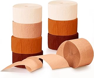 NICROHOME Wedding Party Decorations, 8 Rolls Rust Orange Crepe Paper Streamers, Brown Tassels Streamer Paper for Hallowee...