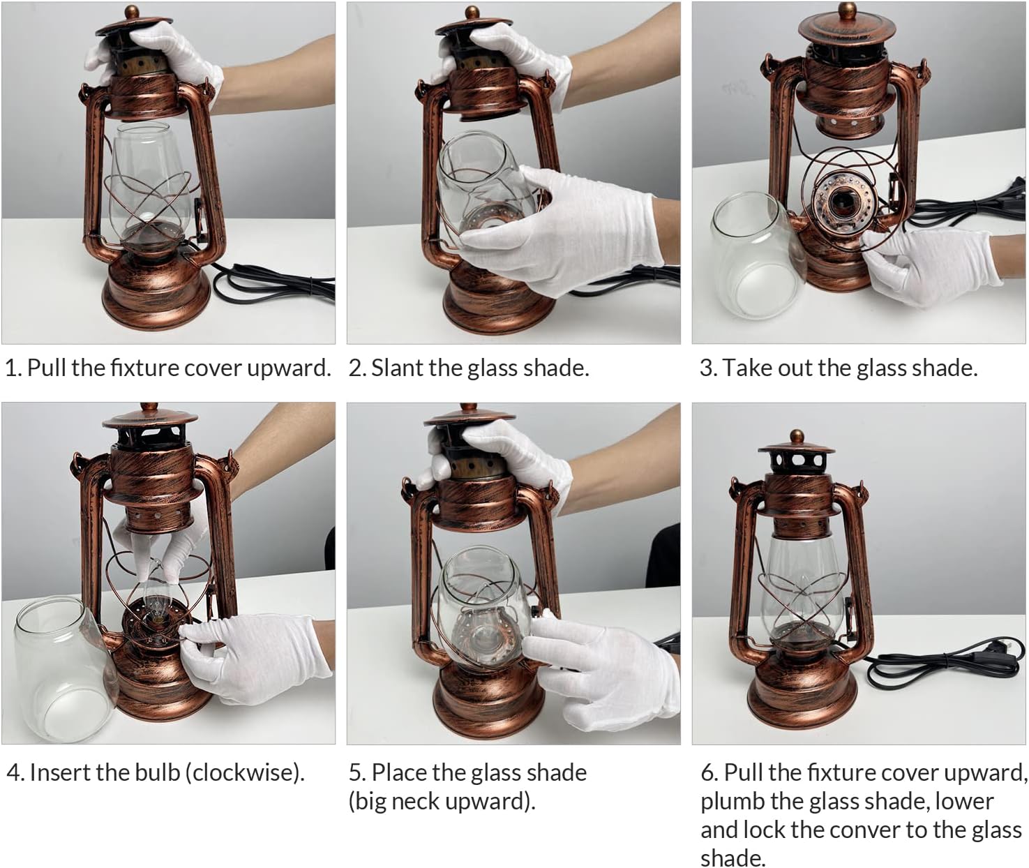 NOXARTE Rustic Lantern Table Lamp Plug-in Old Fashioned Night Light Perfect for Bedroom Living Room H15 Inch x W7 Inch - Image 8