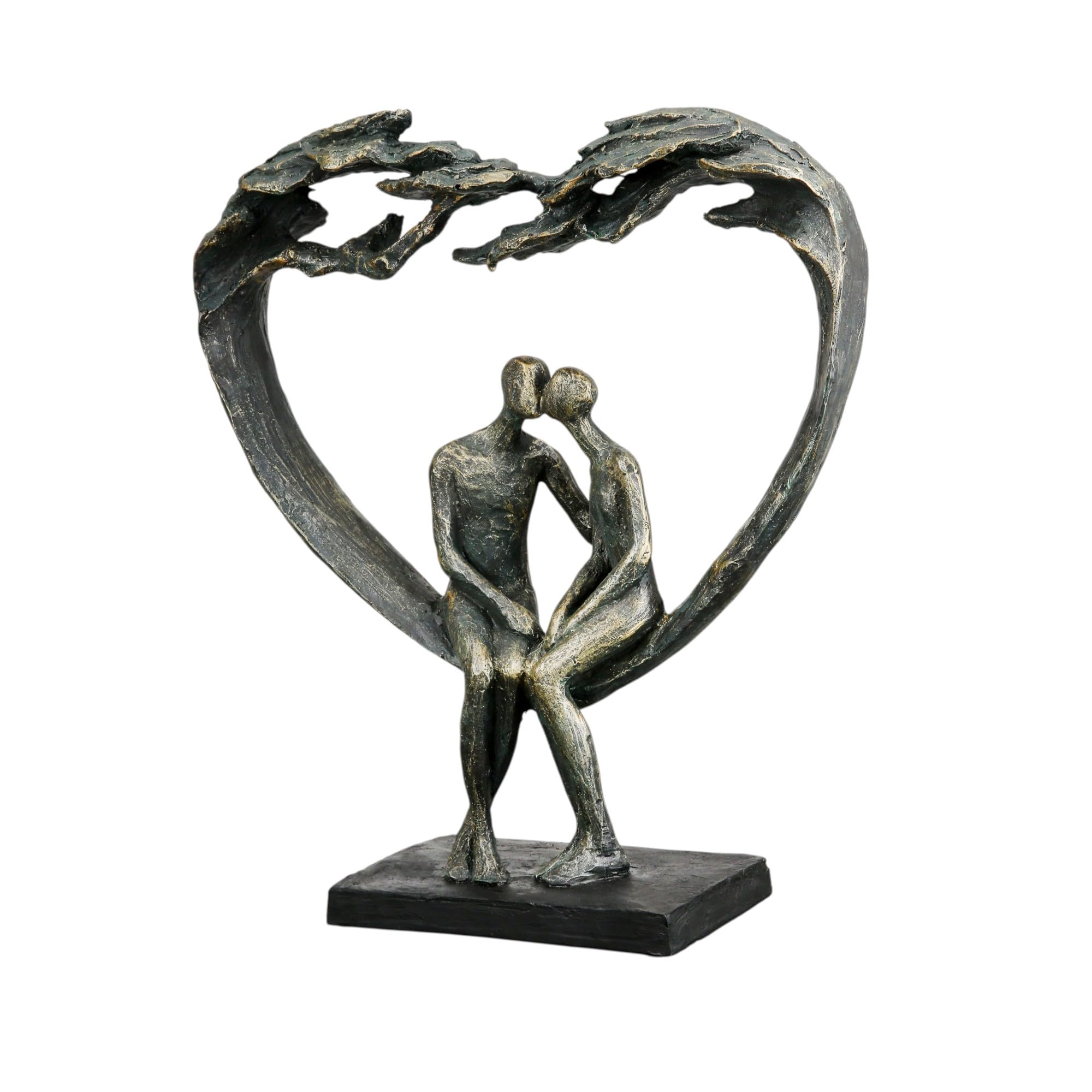Casablanca Skulptur Kiss Under Tree, Deko Figur Bronze, Kunstharz Statue Wohnzimmer, Büro Dekoration H. 30 cm x B. 26,5 cm - Moderne Paarfigur Couple, Liebe Hochzeit