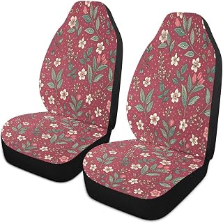 Kigai Universal Car Seat Covers Set of 2, Small Flowers Front Seat Protectors Bucket Seat Cover Decorative Automotive Accessories for Auto Truck Van SUV
