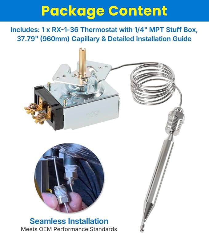 Termostato para freidora RX-1-36 200-400°F 1/4" MPT miniatura 6