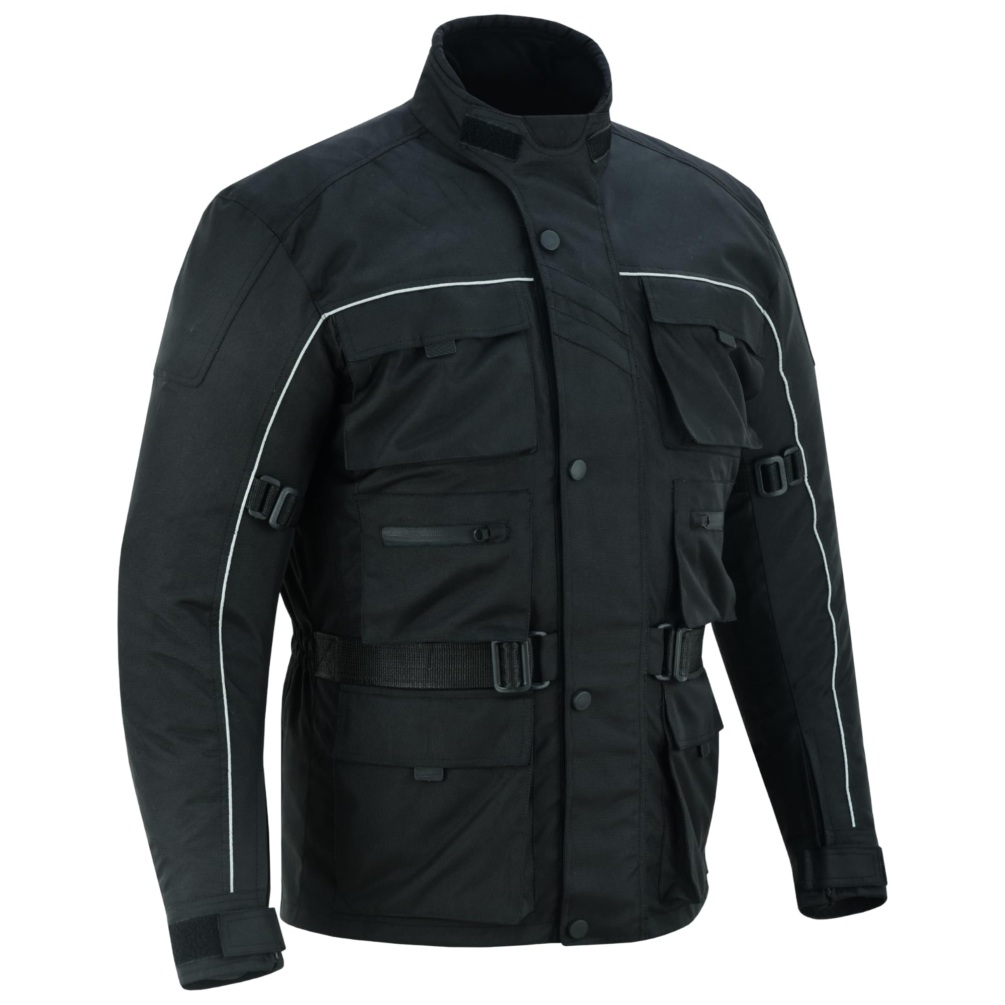 warrior gears 6 Pockets Mens Motorcycle Jacket, Textile Racing Motorbike Jacket, Hi-Vis Biker CE Protective Armored Jackets Mens Waterproof & Mesh Lining Breathable — view 5