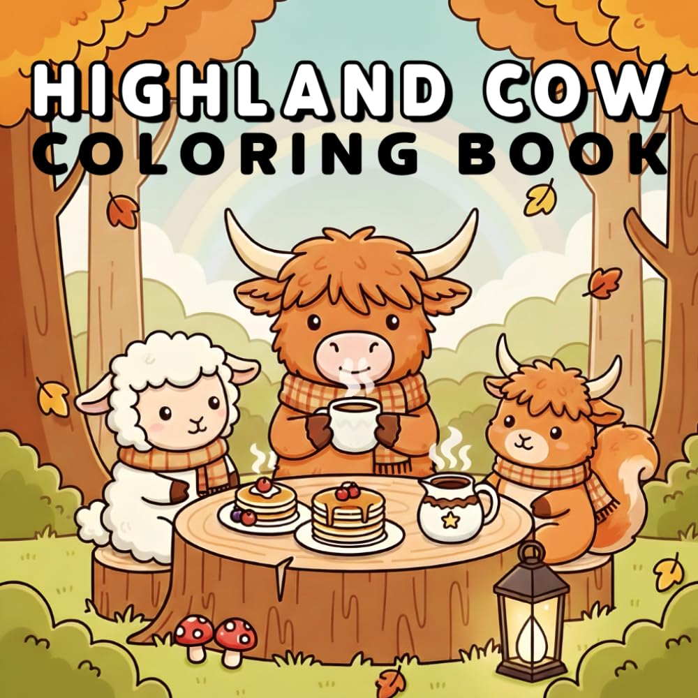 Highland Cow Coloring Book: Adorable Scottish Cows Coloring Pages for Stress Relief – Simple and Enjoyable Designs for Teens and Adults