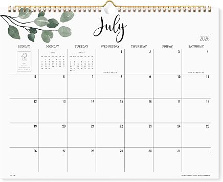 2026-2027 Wall Calendar, Cabbrix Monthly Wall Calendar 2026 Runs from July to December 2027, Wirebound,15 x 12 Inches