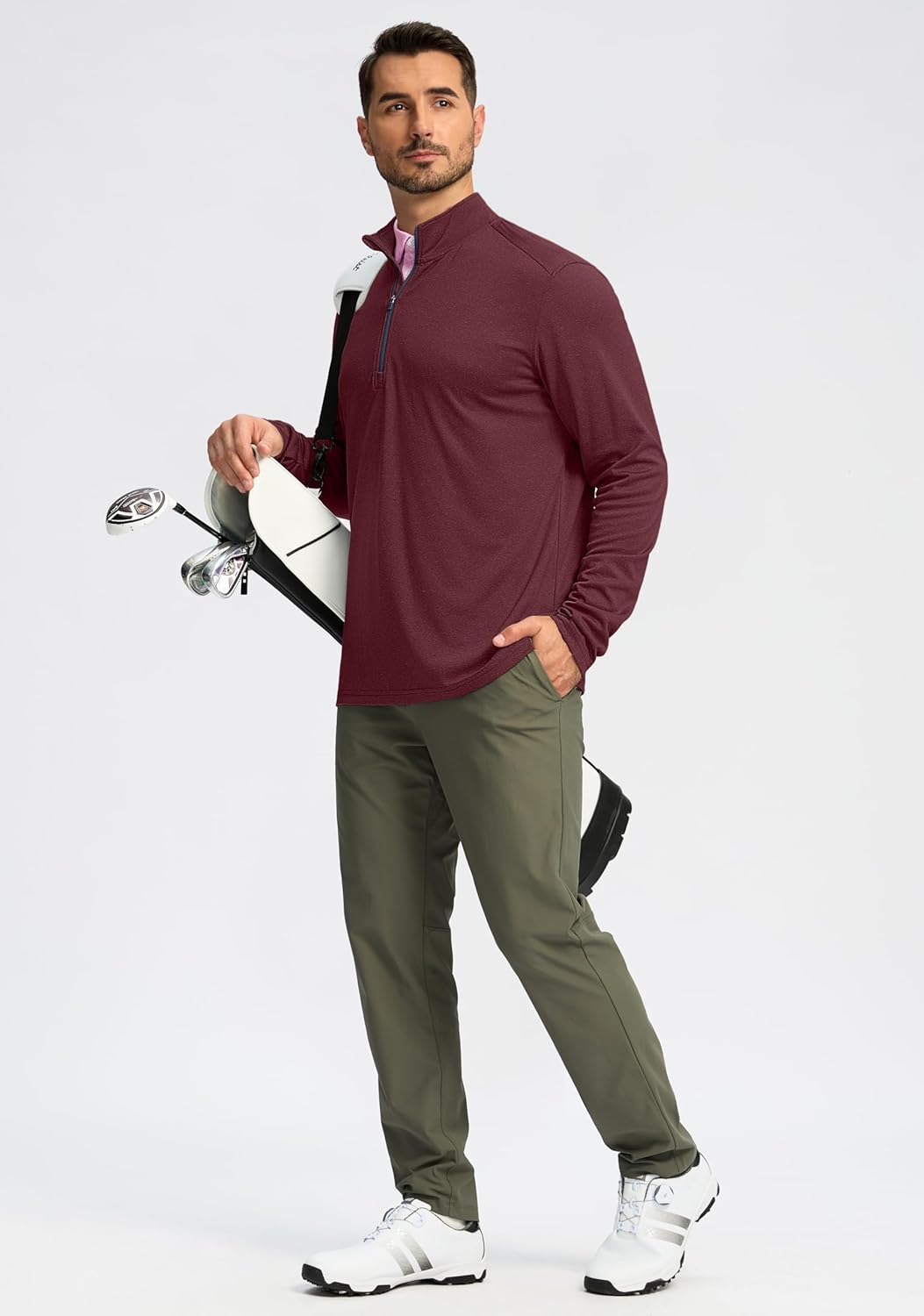Obla Golf Quarter Zip Pullover for Men Mock Neck Sweatshirt Lightweight Sun Protection Men's Long Sleeve Golf Shirt - Image 6