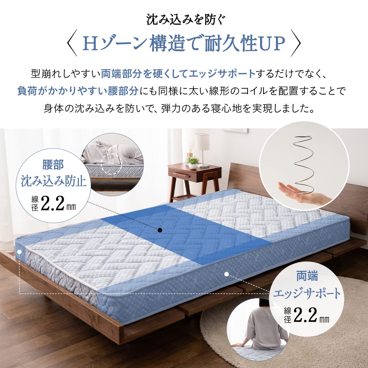 Amazon.co.jp: エムール ポケットコイルマットレス マットレス ダブル
