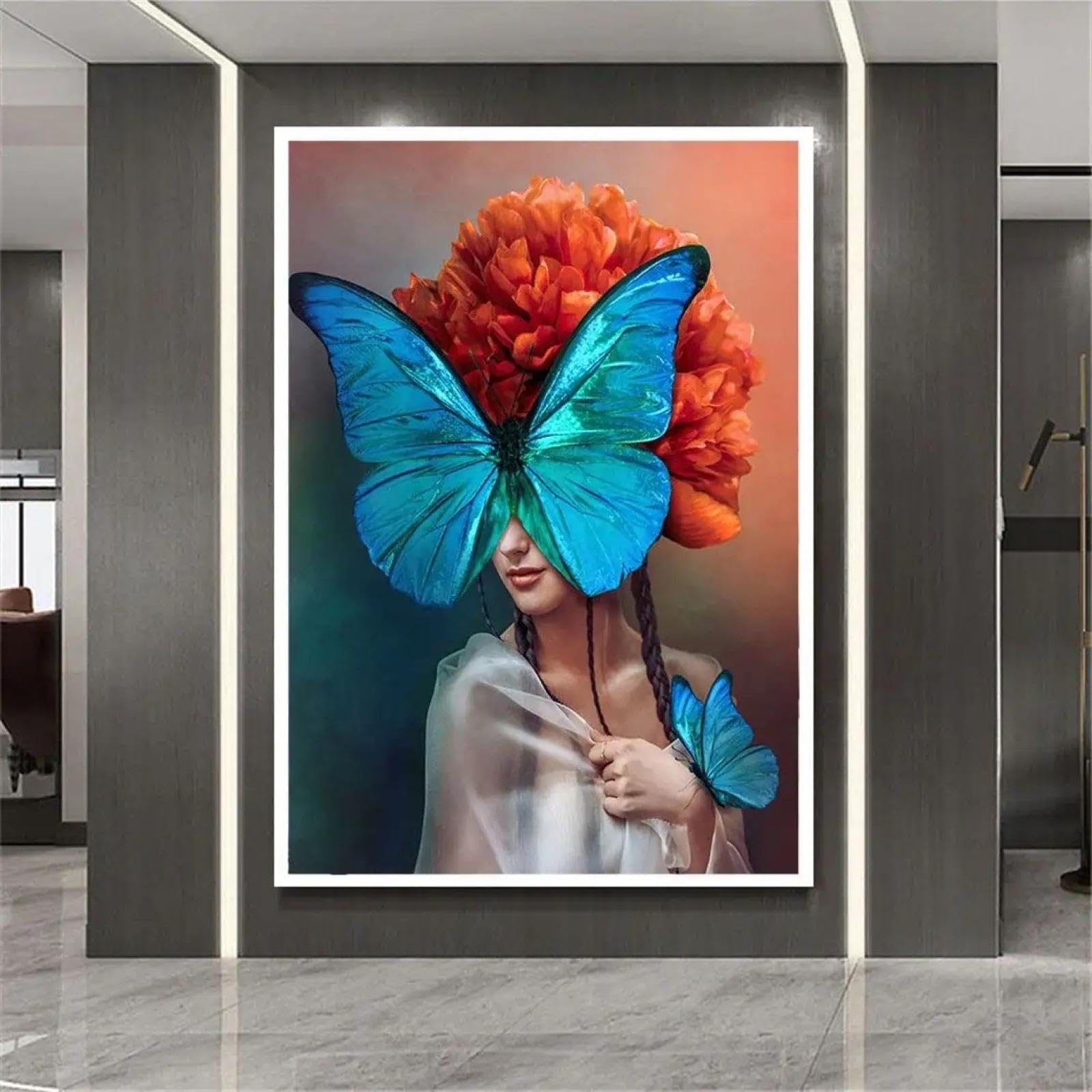 Impressions abstraites sur toile colorée 60x80cm | Affiches murales fleurs et papillons - 8