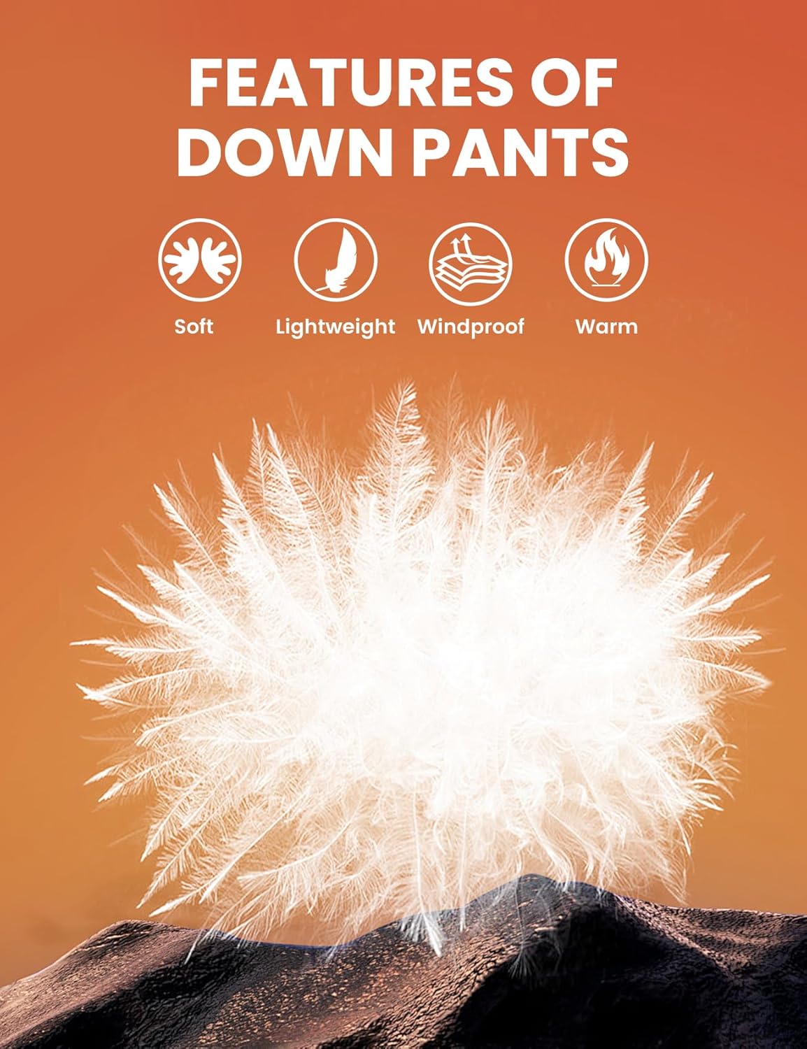 Gihuo Snow Pants Men Winter Warm Down Pants Ski Outdoor High Waisted Puffer Pants Loose Utility Padded Trousers - Image 4