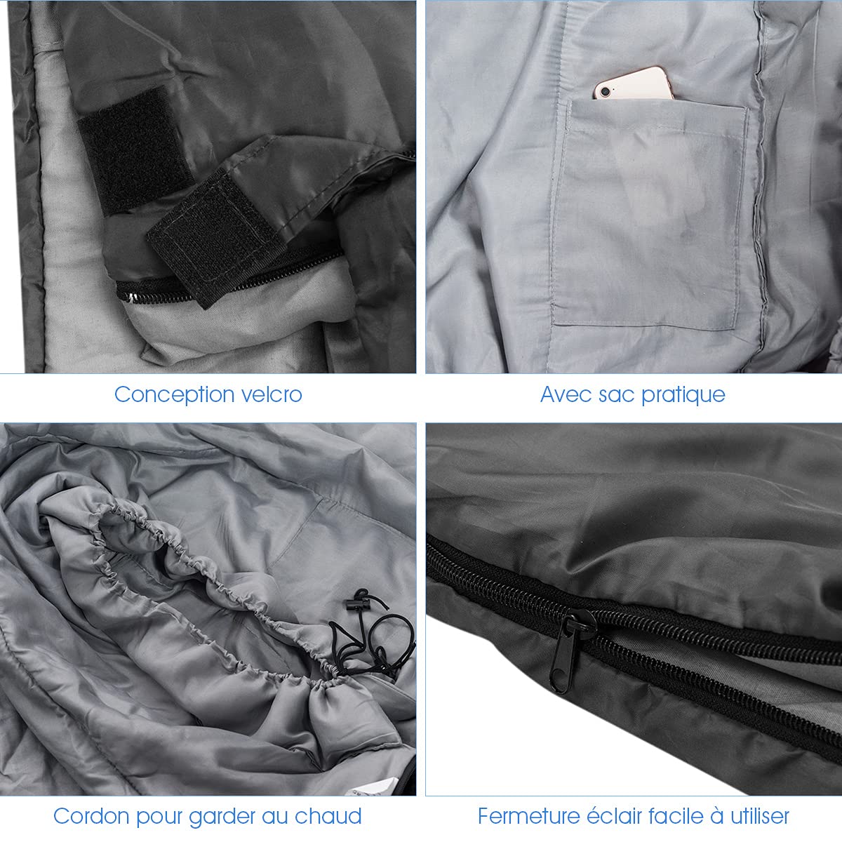GOPLUS Sac de Couchage Imperméable pour 2 Personnes Détachable avec 2 Oreillers-Un Sac Livré Facilite Le Rangement et Le Transport-Camping,Randonnée, 220X150CM