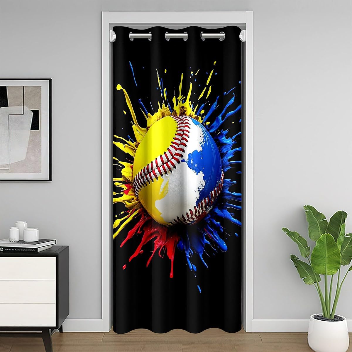 Manfei American Football Door Curtain Football Gaming Doorway Curtain for Closet Door, Rugby Sports Theme Door Drapes Blackout Curtain for Bedroom Privacy, Kids Boys Teens Room Decor, 52"x84" 1 Panel