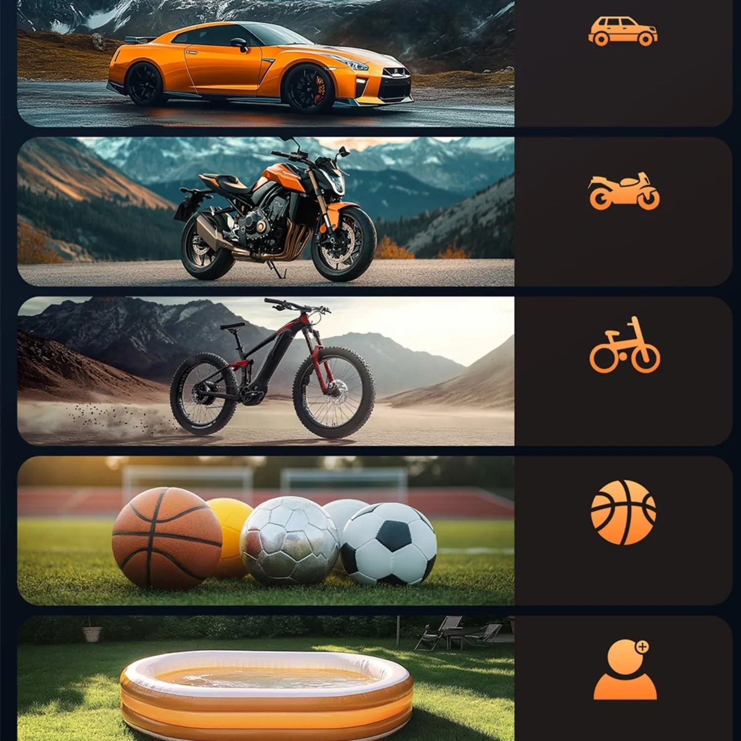 Inflador Ruedas Coche Inflador de neumáticos inalámbrico de 150PSI, compresor de Aire portátil, manómetro Digital, luz LED para Coche y Motocicleta Compresores de Aire portátiles