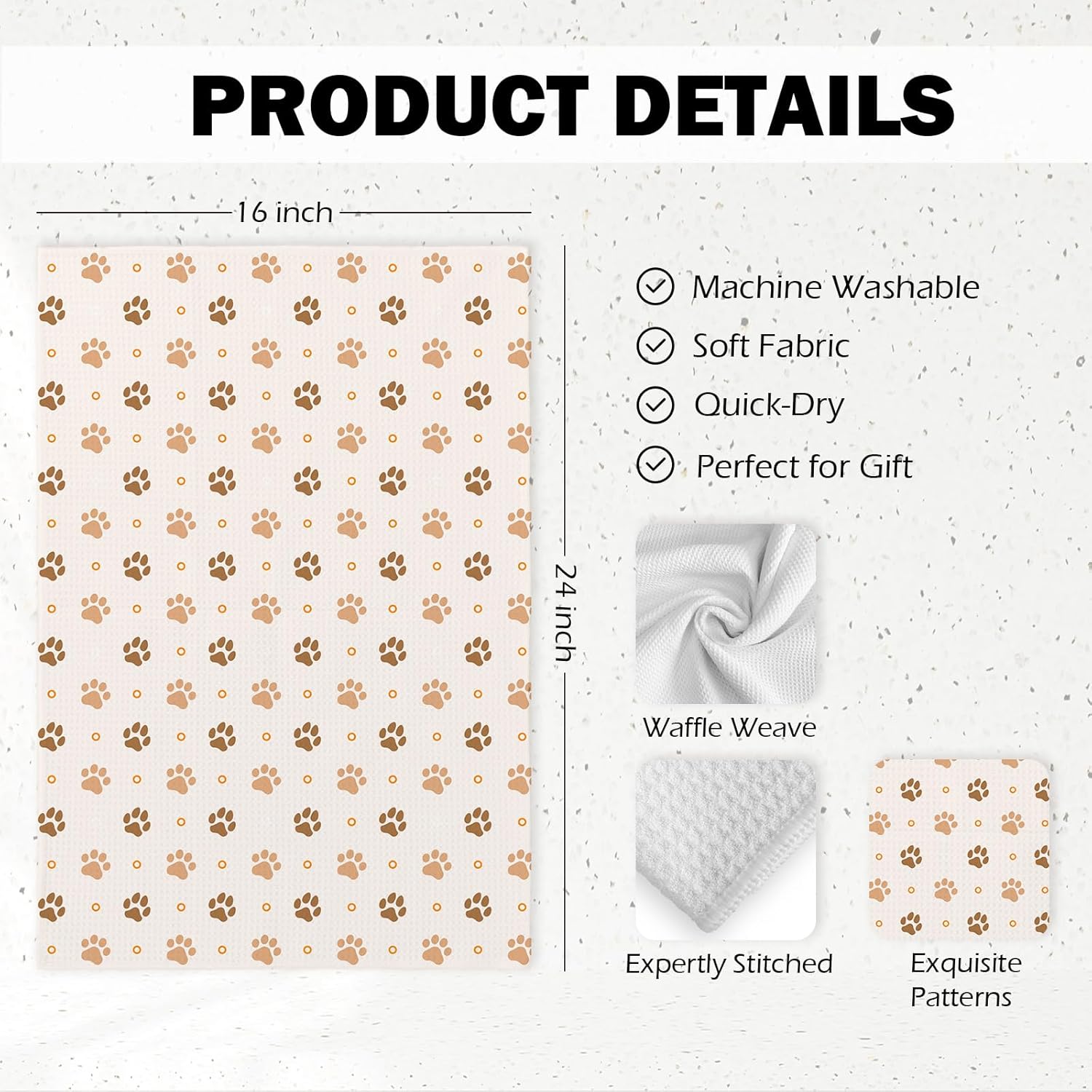 Cute Dog Paws Kitchen Towels, Dog Lovers Mom Owner Gifts for Women Dish Hand Tea Towels, Pet Lover Gifts Decorative Towel for Kitchen Bathroom, 16x24 Inch - Image 7