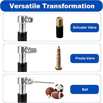 Portable Mini Bike Pump Aluminum Alloy Bicycle Pump Fast Inflation Presta and Schrader Valve Hand Cycling Tyre Pumps Cycle Tire Air Pumps with Mount Kit for Road Mountain BMX Bikes