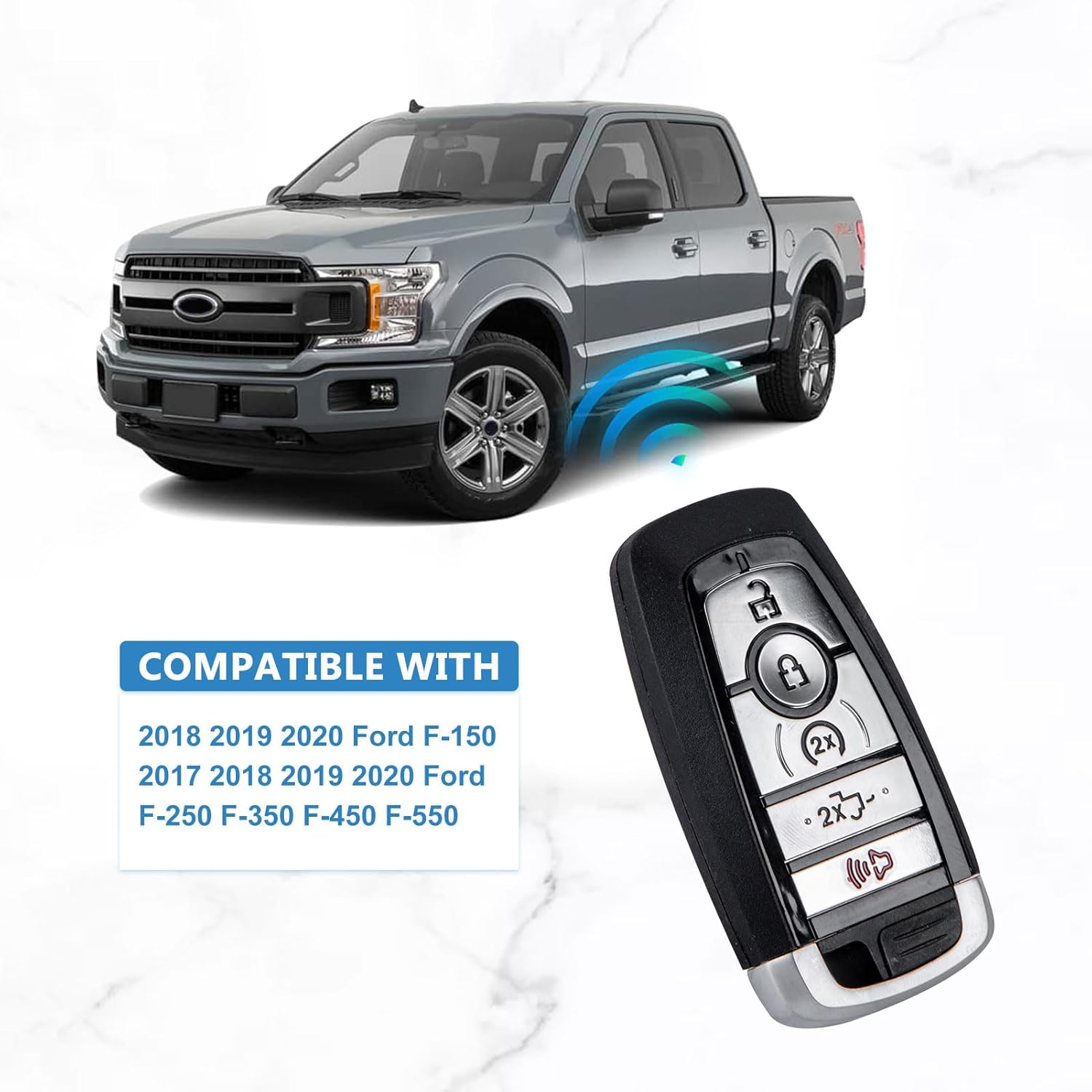 5 BTN Keyless Entry Car Smart Remote 902 MHZ Replacement for 2017-2020 Ford F-Series Truck M3N-A2C93142600, P/N: 164-R8166 (2)