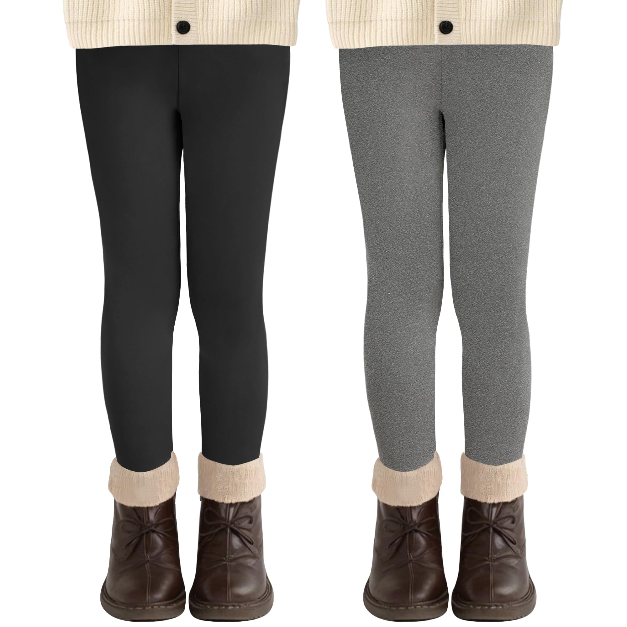 AMIYOYO Leggings Mädchen 2 Pack Leggings Kinder Sport Leggings für Mädchen Elastizität Sporthose Kinder Fitness Hosen Gymnastikhose Bequem Warm Tanzhose Basic für Girls