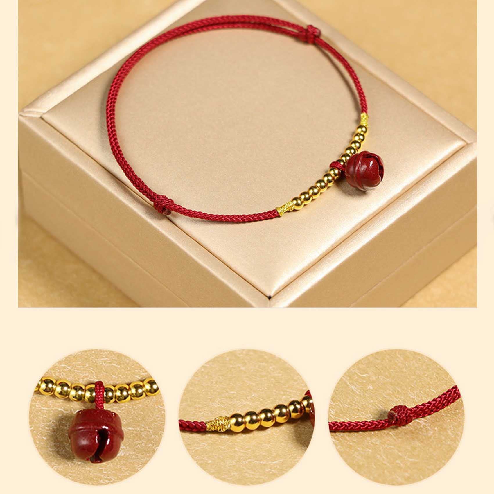 Pulsera Feng, Feng Shui Hilo Rojo Tobillo Cinabrio Campana Colgante Amuleto De La Suerte Cordón Hecho A Mano Pulsera De Pie Joyería De Amuleto De La Fortuna Ajustable Tobillera para Mujer