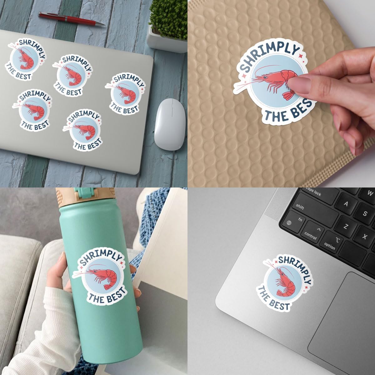3Pcs Shrimply The Best Sticker Cute Greeting Shrimp Sticker Gift Ocean Seafood Food Decals Shrimply The Best Stickers Shrimp Lover Car Decal for Laptop Water Bottle Toolbox Phone Case Cars 3" (S1) image 4
