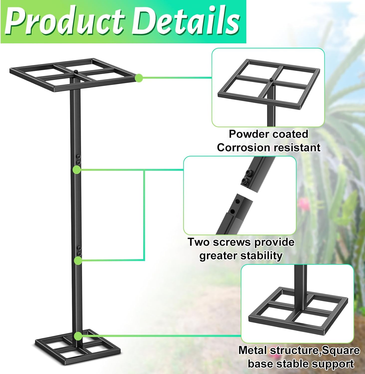 2 Pcs Metal Dragon Fruit Trellis, Durable Adjustable Dragon Fruit Stand Gardening Support for Vertical Climing Plants Trees Cactus Garden Outdoor Indoor Potted Support 8''×12''×45''