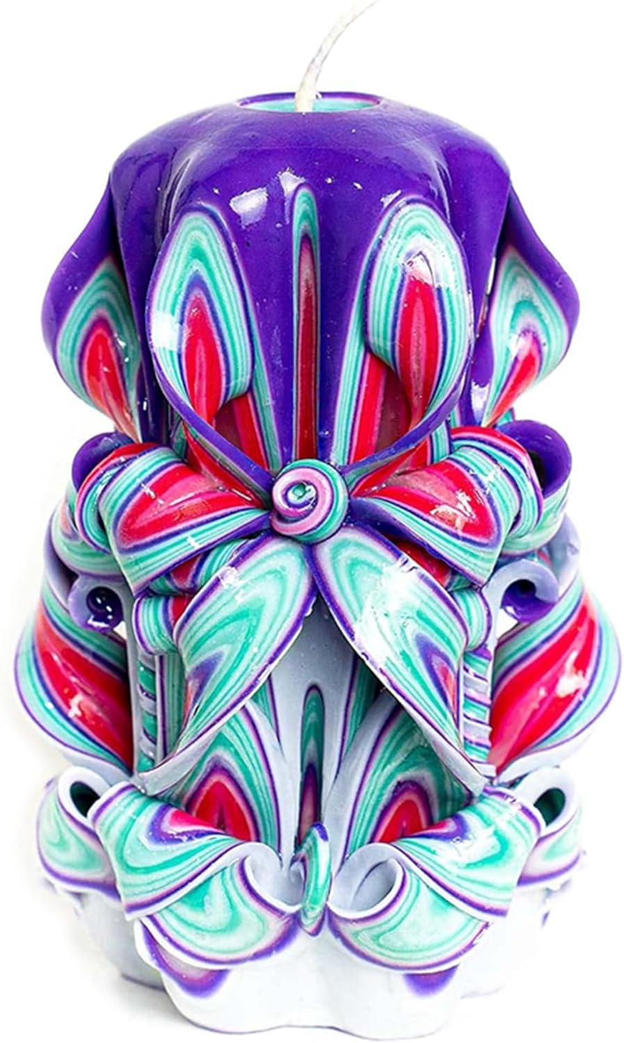 Carved Candle Artisan, Handcrafted Decorative Dipped, Home Decor, Fancy Unique Birthday Gift, New Year, Large, Thanksgiving, Christmas, Gift for mom, Brown White, Winter 6"