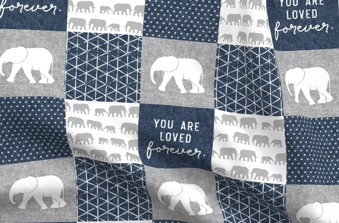 Spoonflower Fabric - Elephant Wholecloth You Loved Navy Elephants Little Arrow Boy Cute Printed on Upholstery Velvet Fabric Fat Quarter - Upholstery Home Decor Bottomweight Apparel