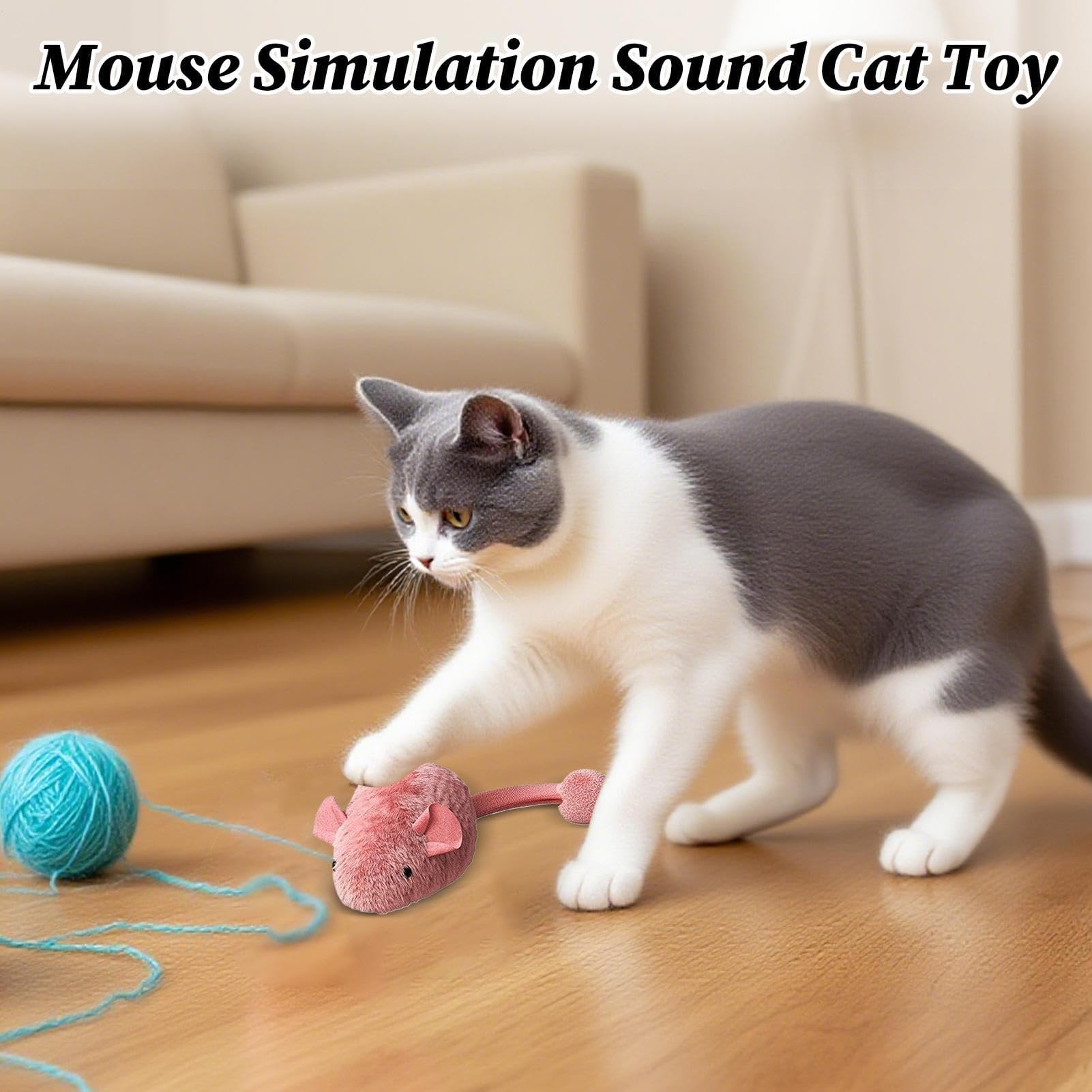 Juguetes para Gatos， Ratones realistas for Gatos | Juego Interactivo de Suministros Caza masticadores elásticos