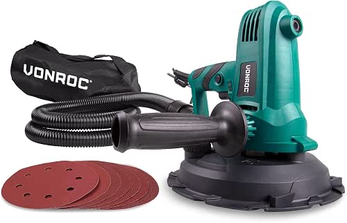 VONROC Trockenbau Schleifmaschine, Tellerschleifer 180mm, Trockenbauschleifer 750W - Tellerschleifmaschine mit