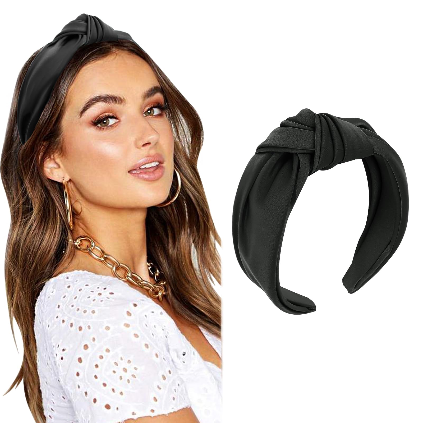 DRESHOW Headbands for Women Girls Knotted Elastic Hair Band Fashion Fabric Hairbands Cute Top Knot Head Band
