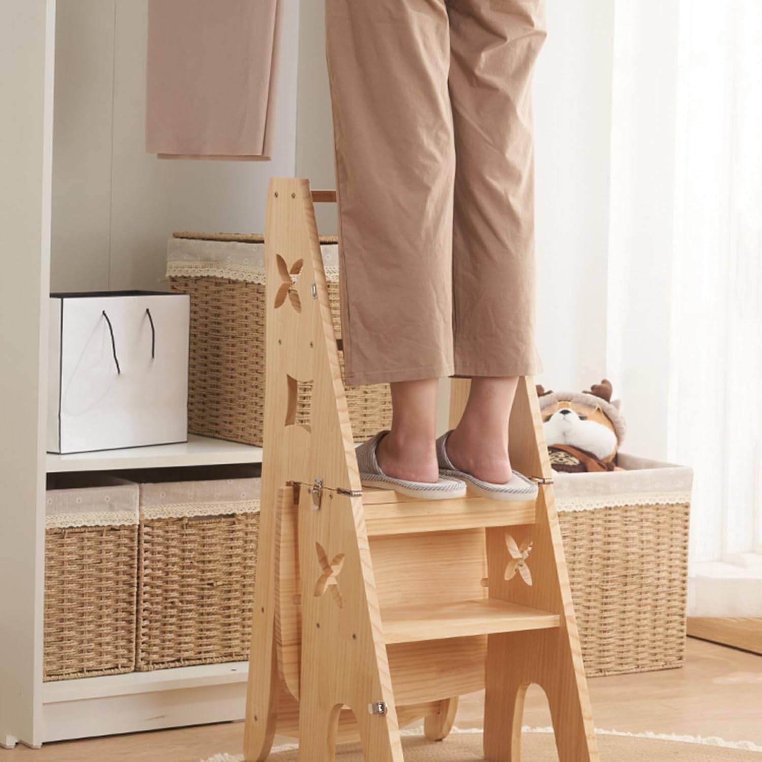 無垢材 ラダーチェアー H110K40e 北海道民芸家具 ラダーバックチェア