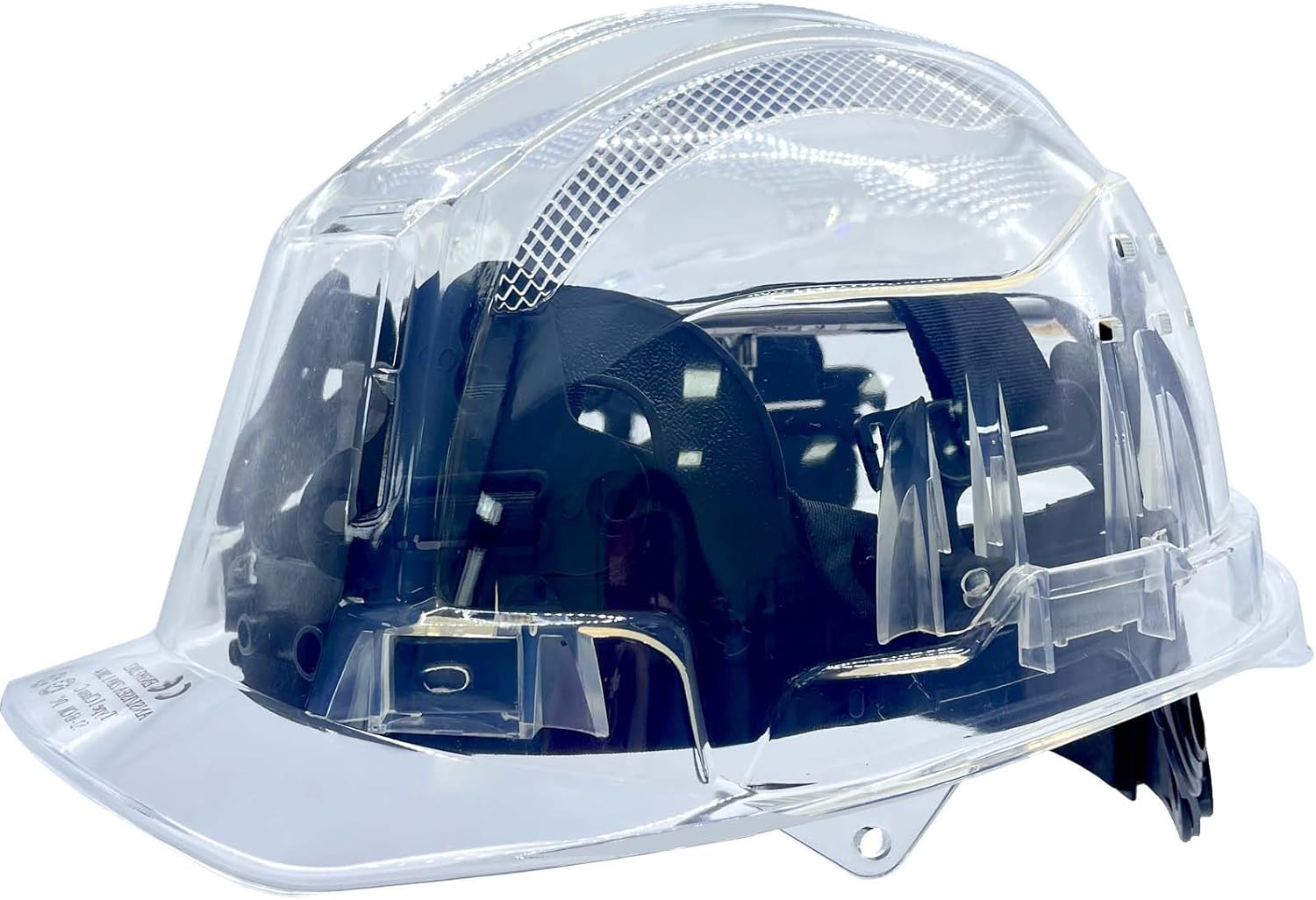 SAFEBUILDER Construction Safety Hard Hats with Reflector Full Transparent Shell Safety Helmet 6-Point Suspension Industrial Hardhats ANSI Certificate