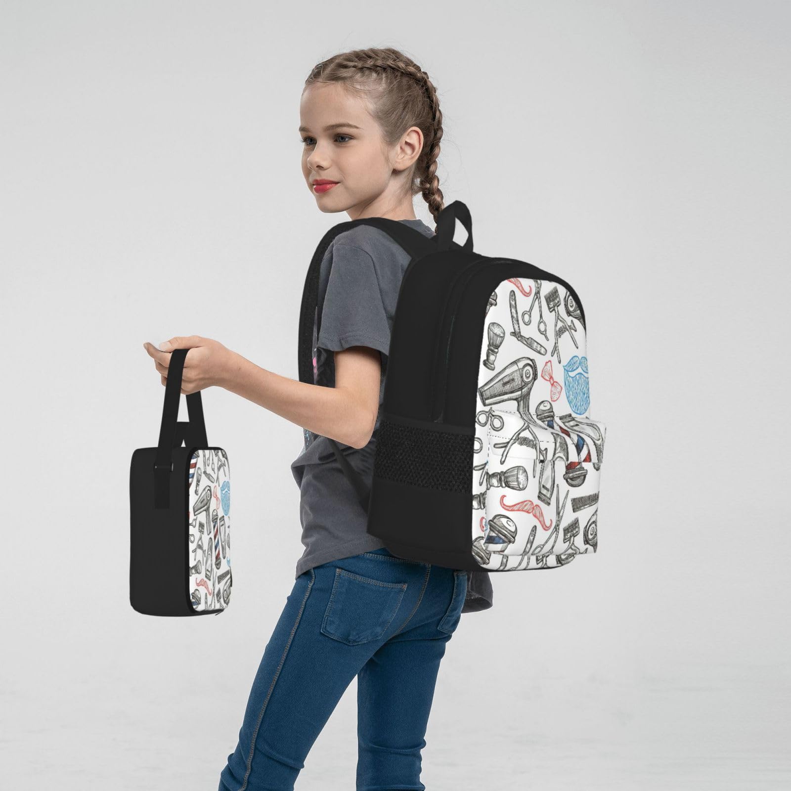 Zaino, borsa portapranzo, astuccio, set da 3 pezzi, per lavoro e