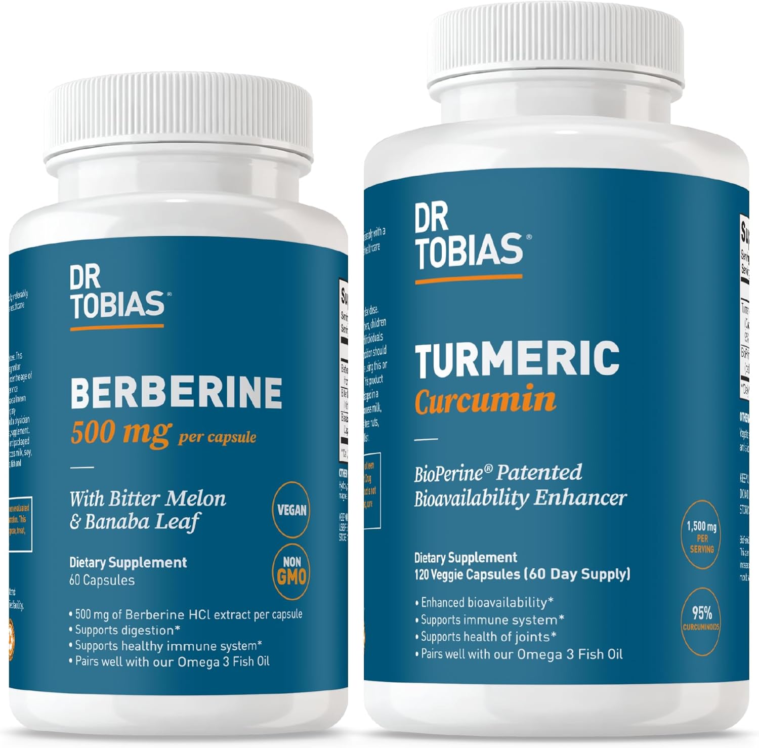 Dr. Tobias Berberine 500 mg & Turmeric Curcumin 1500 mg with BioPerine – Metabolic & Joint Wellness Formula