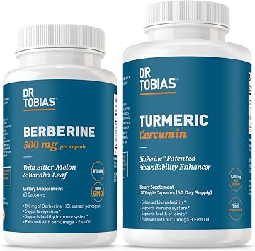 Dr. Tobias Berberine 500 mg & Turmeric Curcumin 1500 mg with BioPerine Metabolic & Joint Wellness Formula