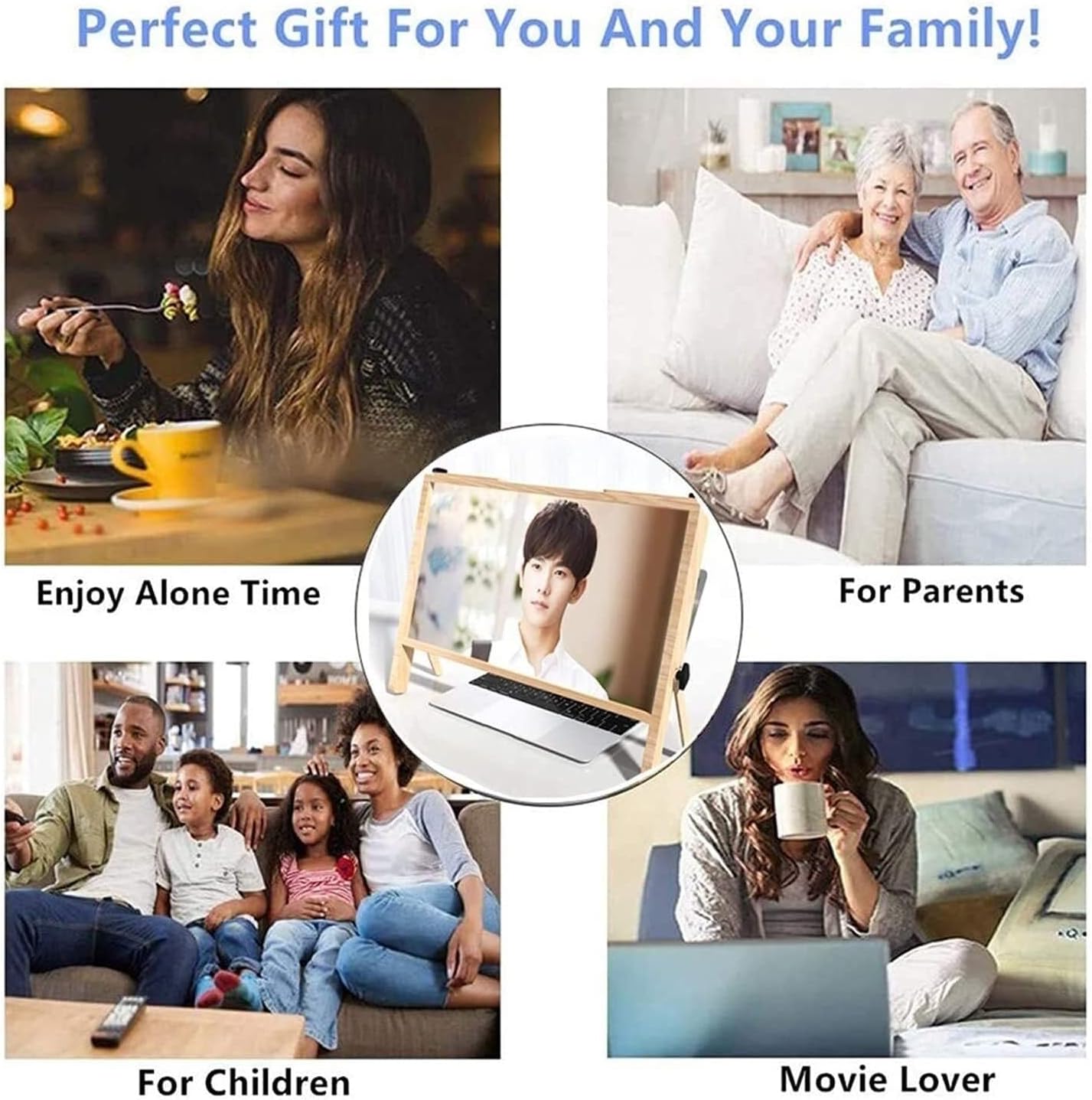 Portable Movie Video Game Enlarger Screen Magnifier for Office,21" Laptop Magnifier Reading Magnifier Universal Foldable Screen Amplifier Holder for Laptop Expansion Bracket(Wood)